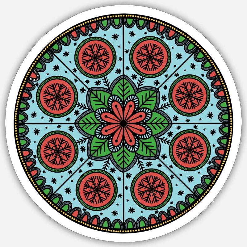 Mandala de Noël - Sticker taille S (10 x 10 cm) - blanc mat