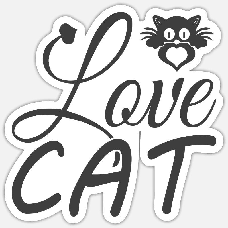 Love Cat - Sticker Größe S (10 x 10 cm) - Mattweiß