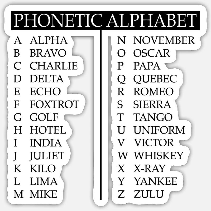 Alphabet phonétique Sticker taille S (10 x 10 cm)