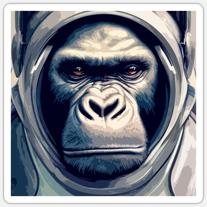 Singe astronaute, avec combinaison spatiale Sticker taille S (10 x 10 cm)