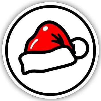 Chapeau de Noël Noël Casquette de Noël Père Noël - Sticker taille S (10 x 10 cm) - blanc mat - Devant