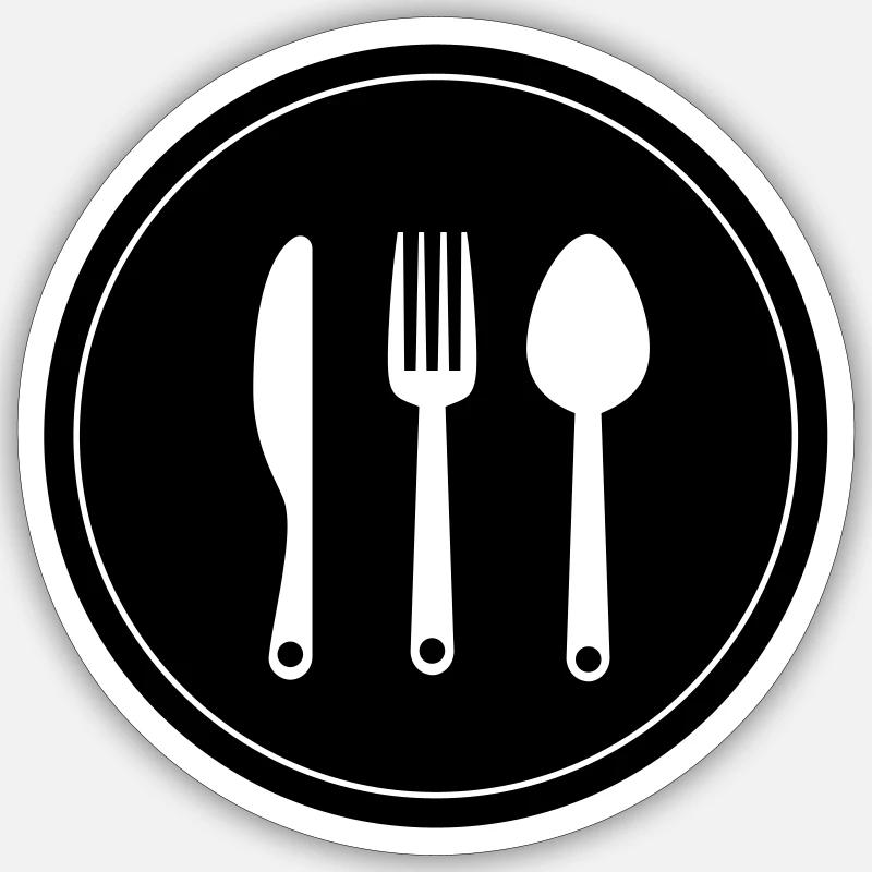 Couverts à la fourchette - Sticker taille S (10 x 10 cm) - blanc mat