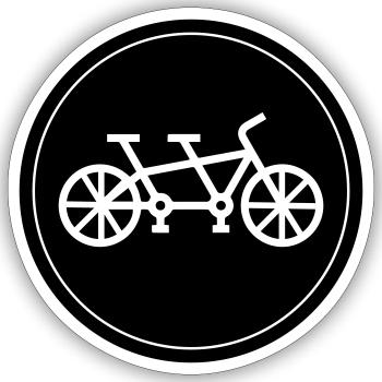 Bike tandem - Sticker size S (10 x 10 cm) - white matte - Front