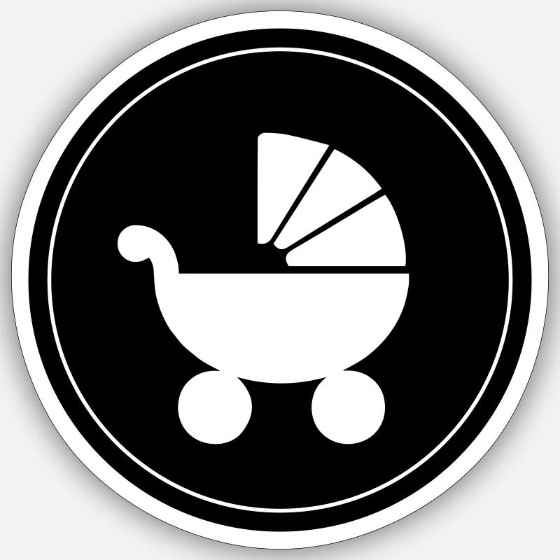 Stroller baby - Sticker size S (10 x 10 cm) - white matte