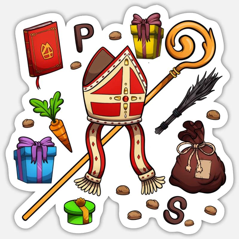 St. Nikolaus Elemente Sticker Größe S (10 x 10 cm)