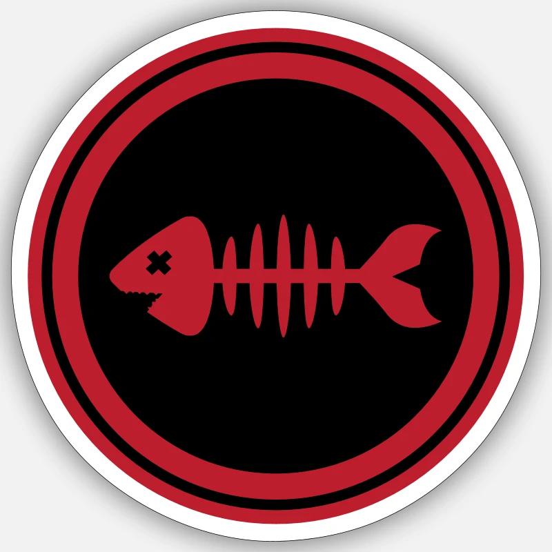 Fish Symbol Bone Bones - Sticker size S (10 x 10 cm) - white matte