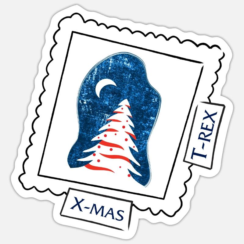 Xmas vs. Trex - Sticker size S (10 x 10 cm) - white matte