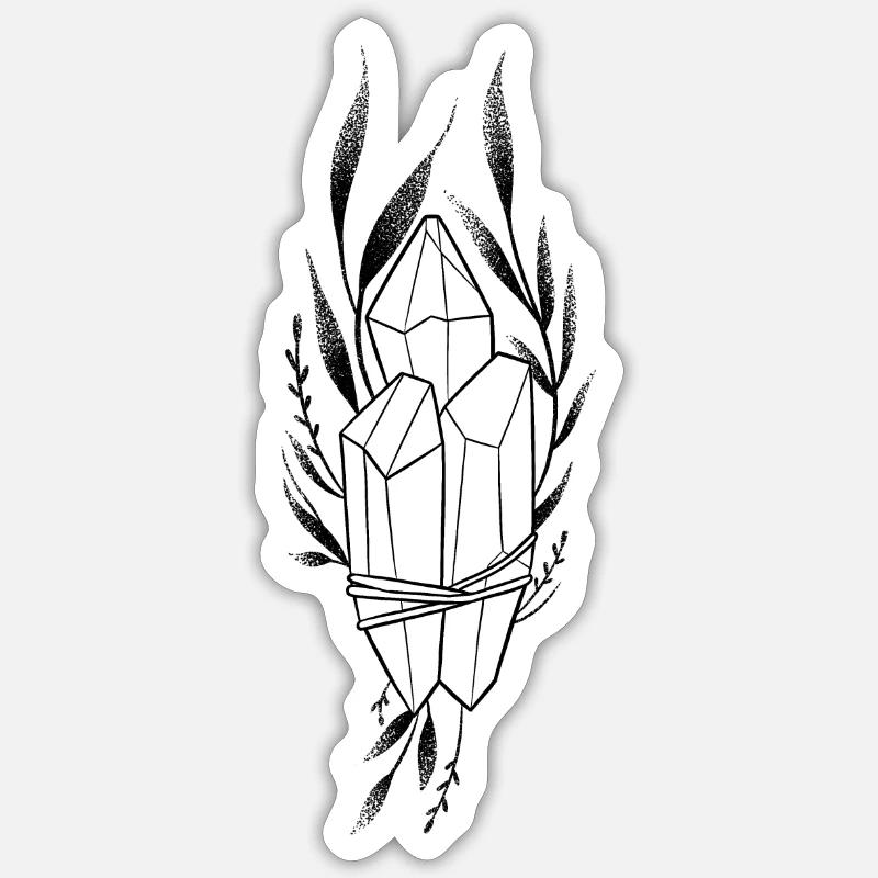 Cristal floral dotwork - Sticker taille S (10 x 10 cm) - blanc mat