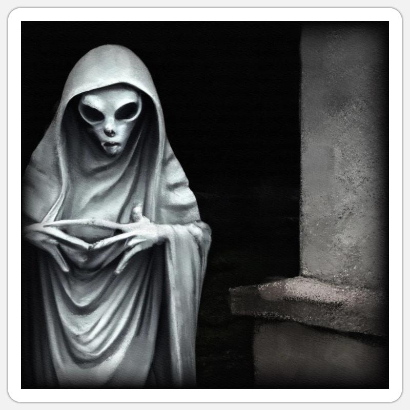 Spooky Alien - Sticker size S (10 x 10 cm) - white matte