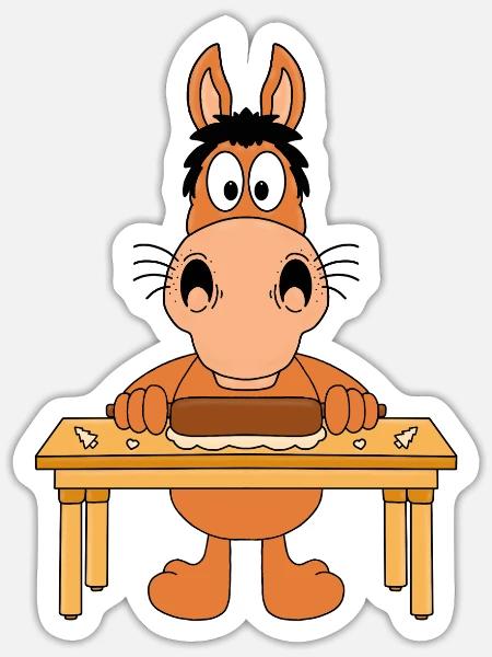 PFERD - BÄCKER - WEIHNACHTSBÄCKEREI - KEKSE - Sticker Größe S (10 x 10 cm) - Mattweiß