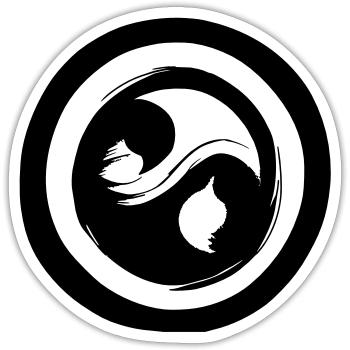Yin Yang Signe Symbole Paix Bonheur Vecteur 3 - Sticker taille S (10 x 10 cm) - blanc mat - Devant