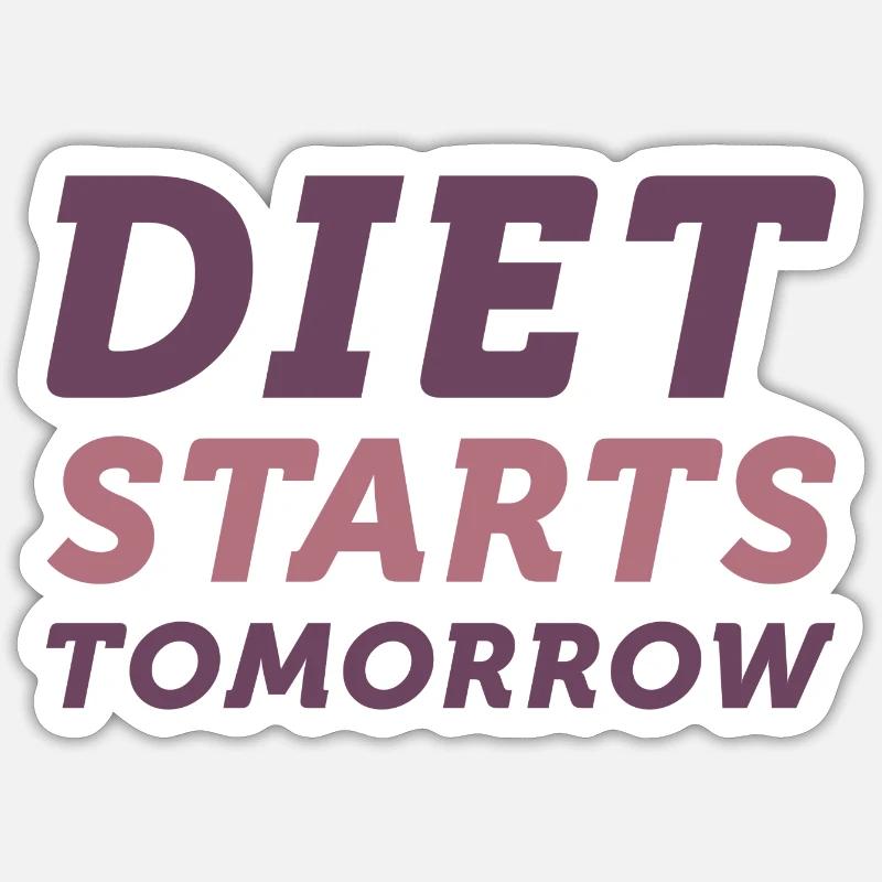 Diät beginnt morgen - Sticker Größe S (10 x 10 cm) - Mattweiß