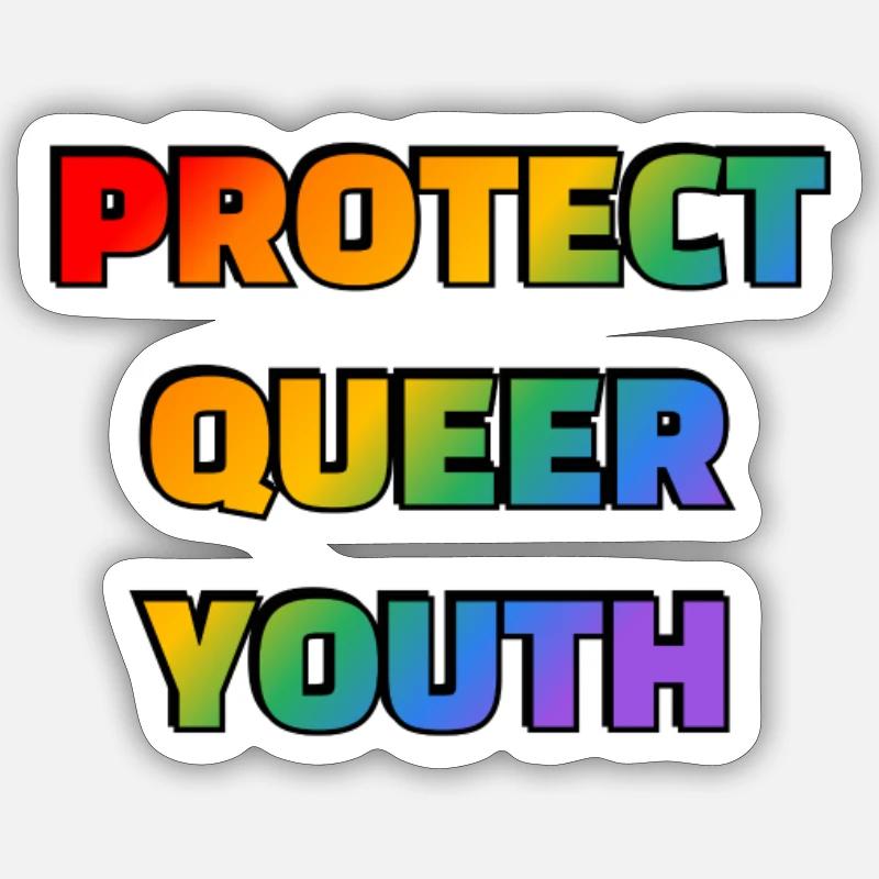 Protéger les jeunes queer - Sticker taille S (10 x 10 cm) - blanc mat