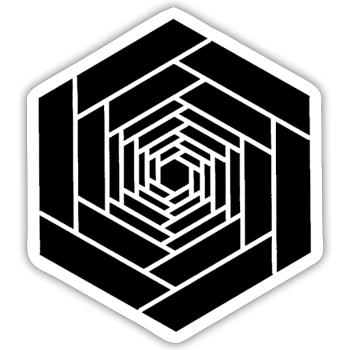 Infinite hexagon black flower - Sticker size S (10 x 10 cm) - white matte - Front