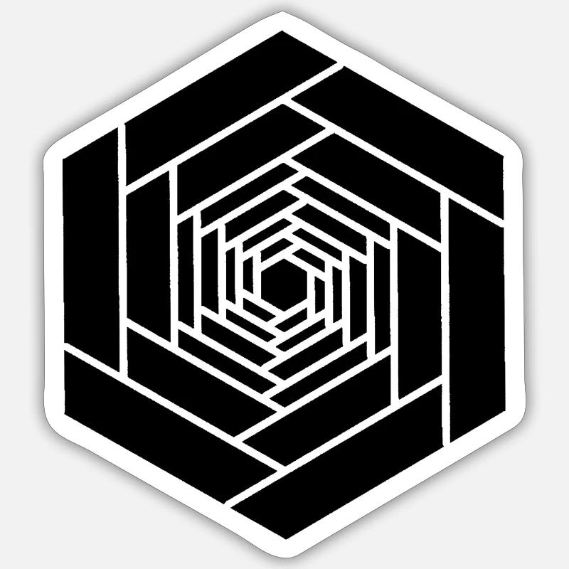 Hexagone infini noir fleur Sticker taille S (10 x 10 cm)