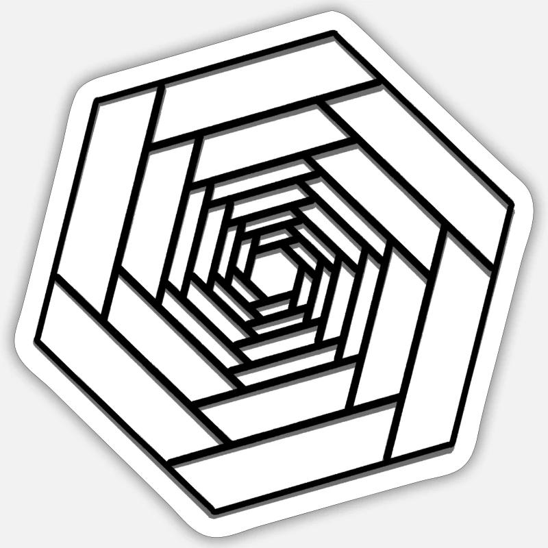 Hexagone infini design - Sticker taille S (10 x 10 cm) - blanc mat