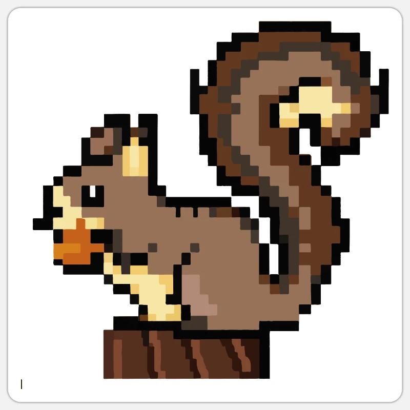 Eichhörnchen Pixel Art Geschenkidee Sticker Größe S (10 x 10 cm)