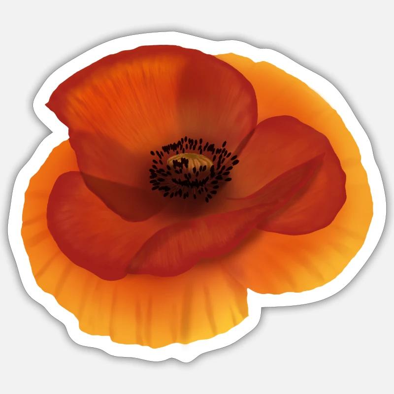 Mohn - Sticker Größe S (10 x 10 cm) - Mattweiß