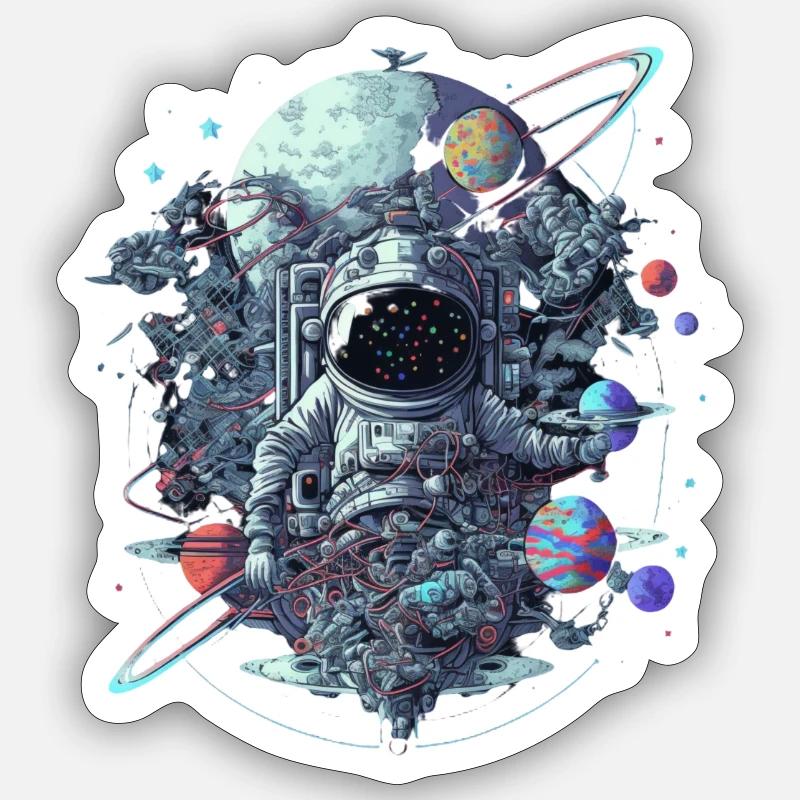 Astronaute - Sticker taille S (10 x 10 cm) - blanc mat