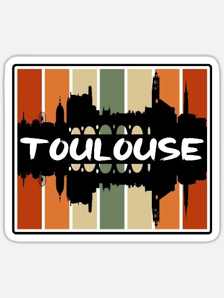 Toulouse Frankreich Skyline Silhouette Reise Souvenir - Sticker Größe S (10 x 10 cm) - Mattweiß