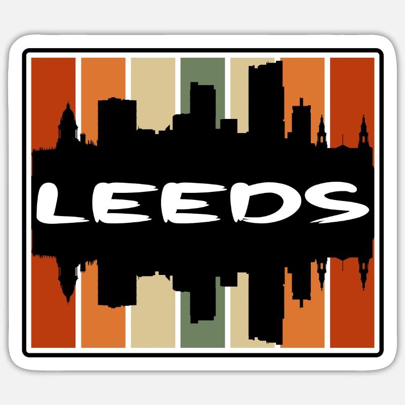 Leeds England Skyline Silhouette Reise Souvenir Sticker Größe S (10 x 10 cm)