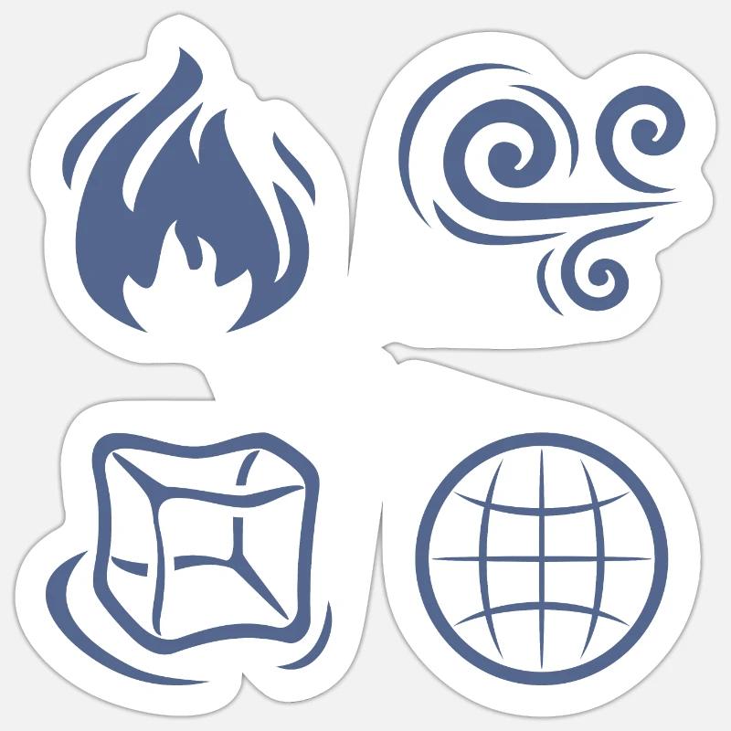 Wind, fire, earth and water - Sticker size S (10 x 10 cm) - white matte