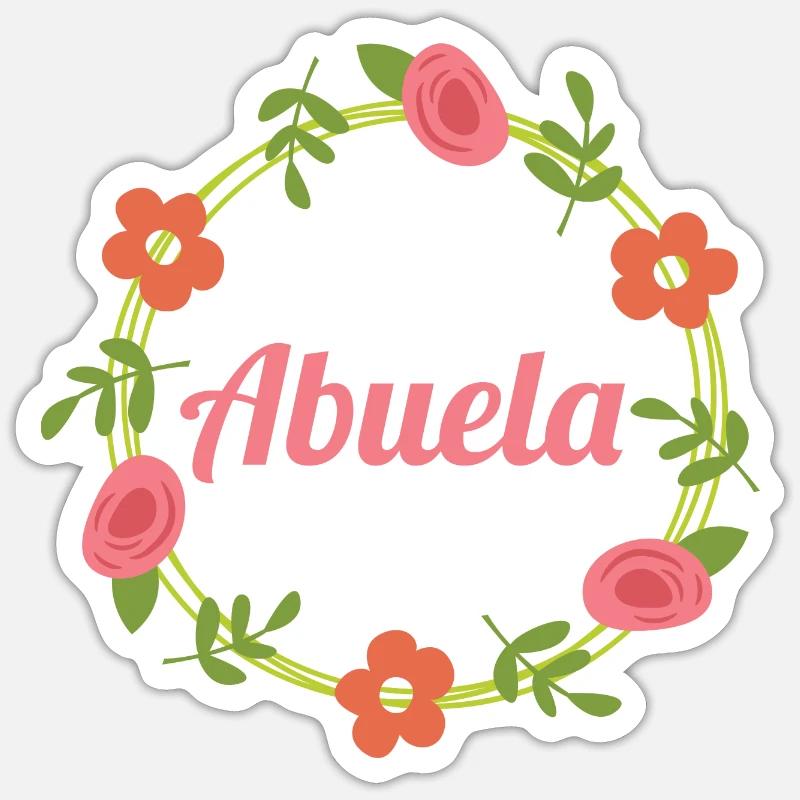 Abuela bunter Kranz Oma Großmutter Geschenk Sticker Größe S (10 x 10 cm)