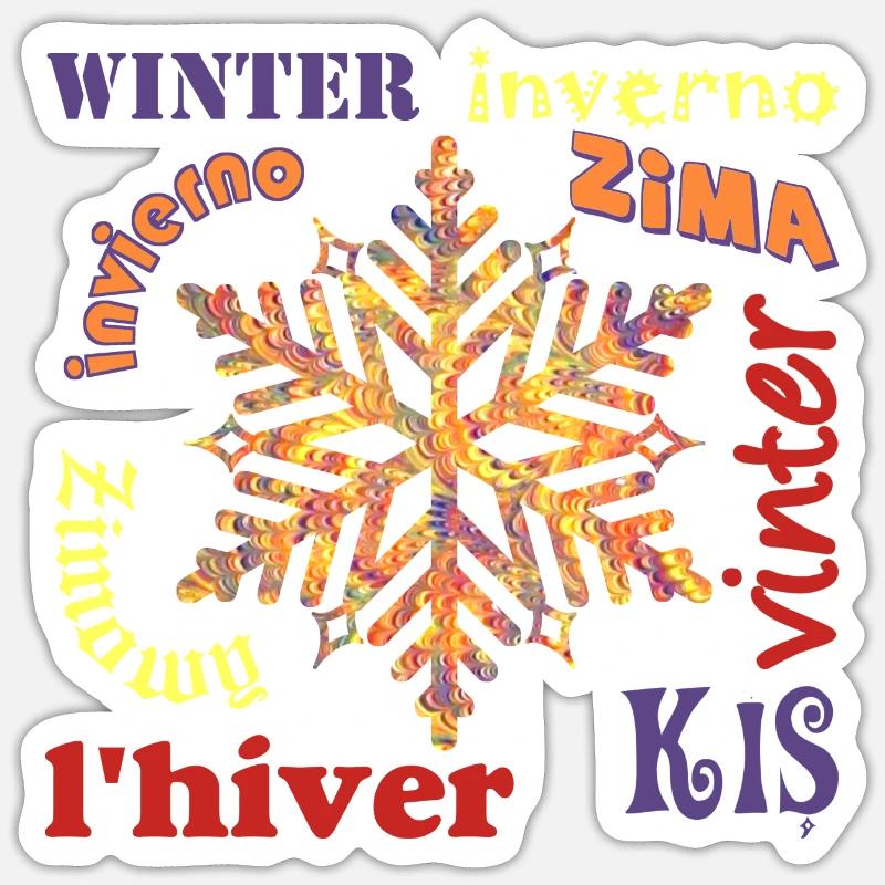 Winter multilingual E 53 - Sticker size S (10 x 10 cm) - white matte