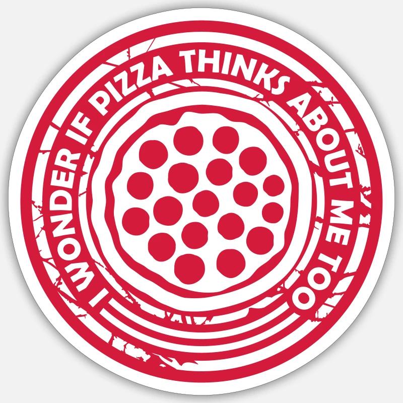 pizza thinks about me - Sticker size S (10 x 10 cm) - white matte