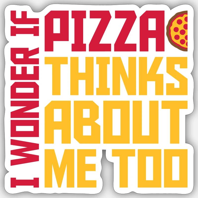pizza thinks about me - Sticker size S (10 x 10 cm) - white matte