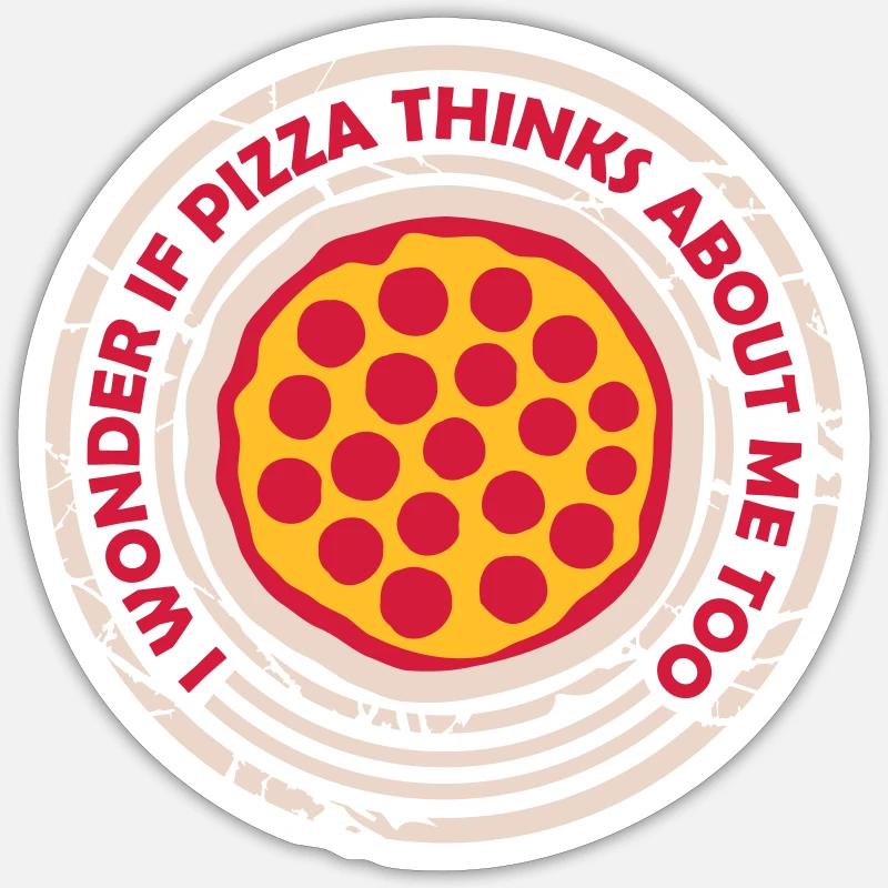 pizza thinks about me - Sticker size S (10 x 10 cm) - white matte