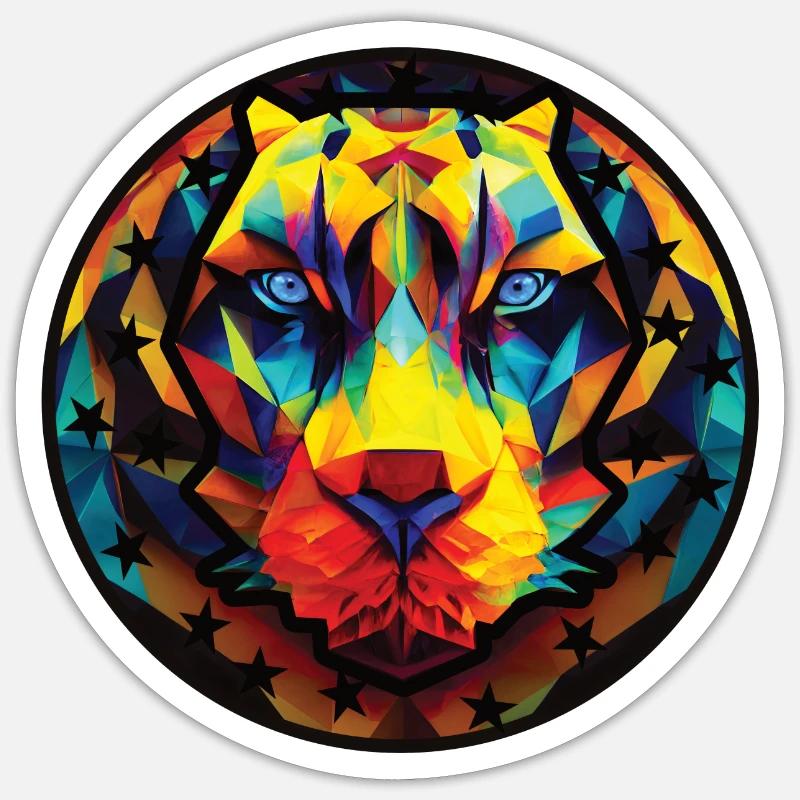 Tiger Polygon große Katze - Sticker Größe S (10 x 10 cm) - Mattweiß