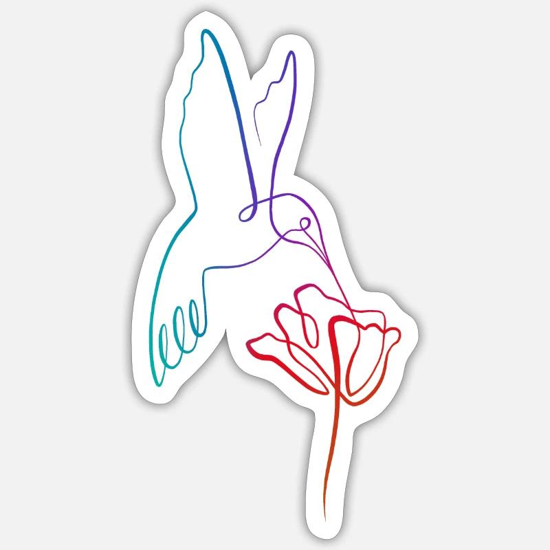 Colibri lining art - Sticker taille S (10 x 10 cm) - blanc mat