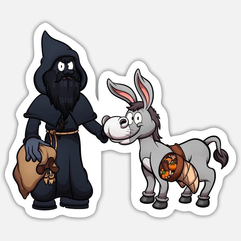 Servant Ruprecht With Donkey - Sticker size S (10 x 10 cm) - white matte