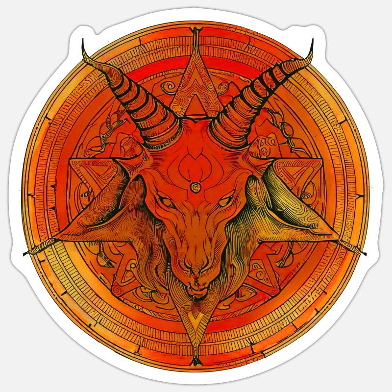 Pentagramme surmonté d'une tête de baphomet Sticker taille S (10 x 10 cm)