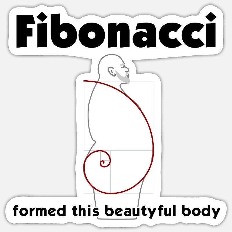 Fibonacci formed this beautiful body - Sticker Größe S (10 x 10 cm) - Mattweiß