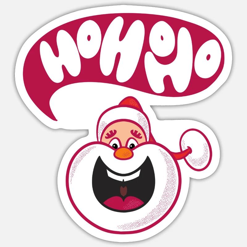 Ho, Ho, Ho - Weihnachtsmann - Sticker Größe S (10 x 10 cm) - Mattweiß