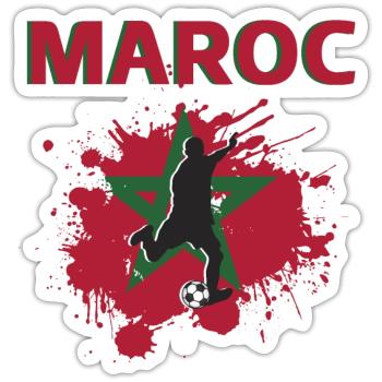 Maroc Football 2022 supporter de Maroc foot - Sticker taille S (10 x 10 cm) - blanc mat - Devant