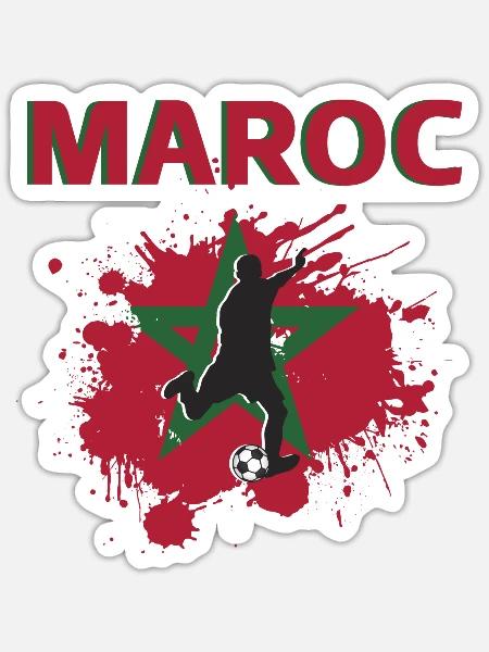 Maroc Football 2022 supporter de Maroc foot - Sticker taille S (10 x 10 cm) - blanc mat