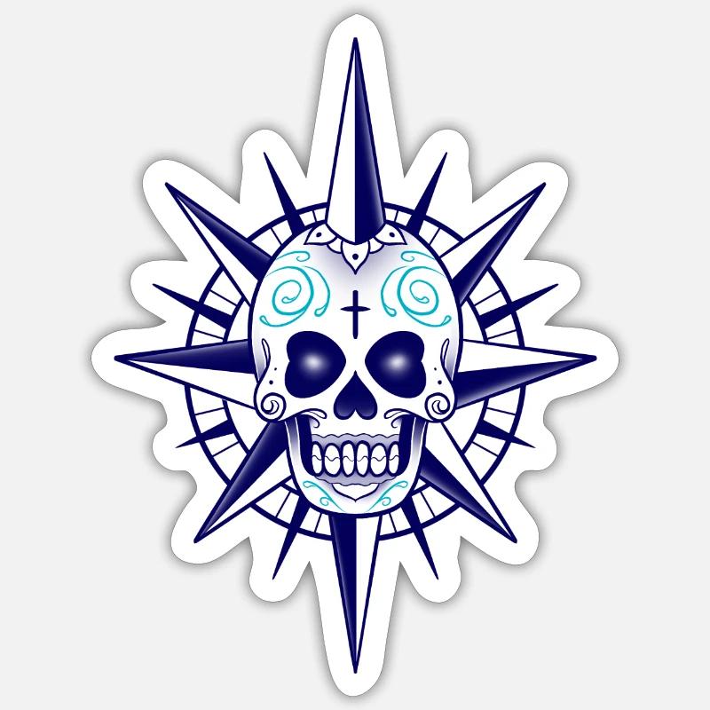 Skull Compass - Sticker size S (10 x 10 cm) - white matte