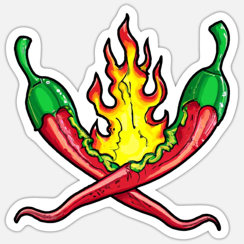 piments piments brûlants Sticker taille S (10 x 10 cm)
