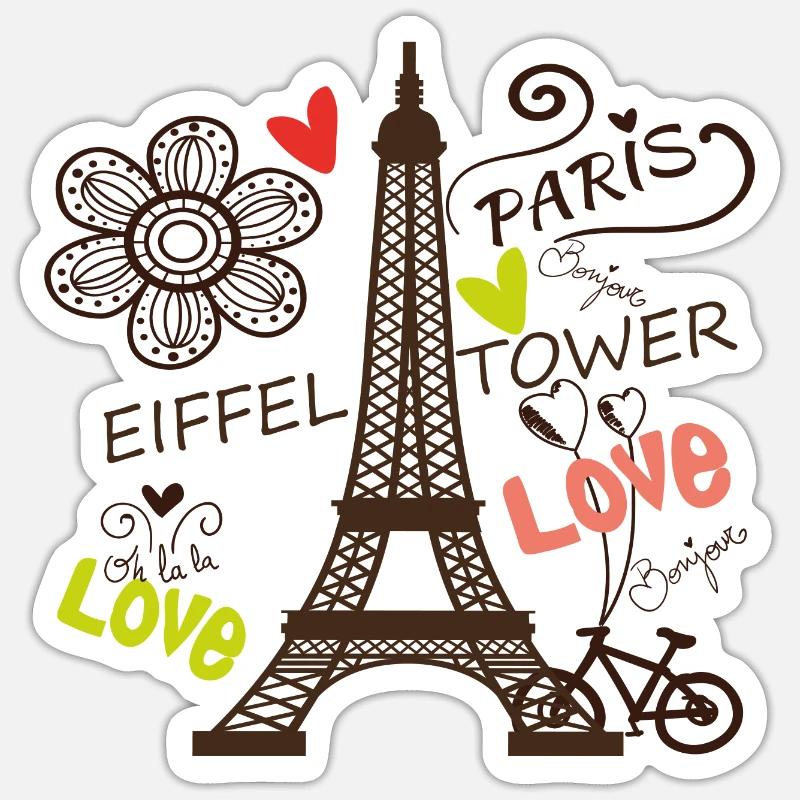 Paris Tour Eiffel Arc de Triomphe L’amour de Frankre Sticker taille S (10 x 10 cm)