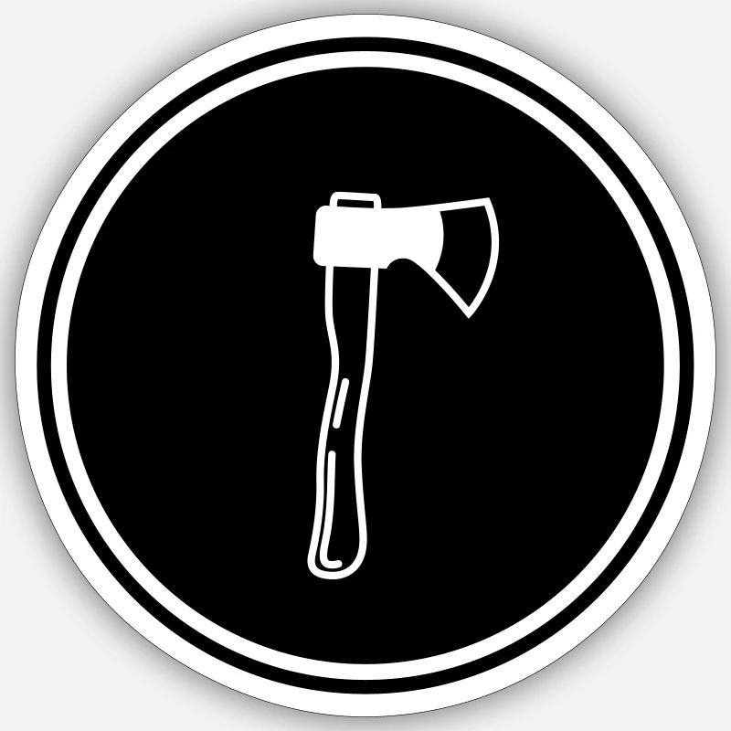 Axt Symbol - Sticker Größe S (10 x 10 cm) - Mattweiß