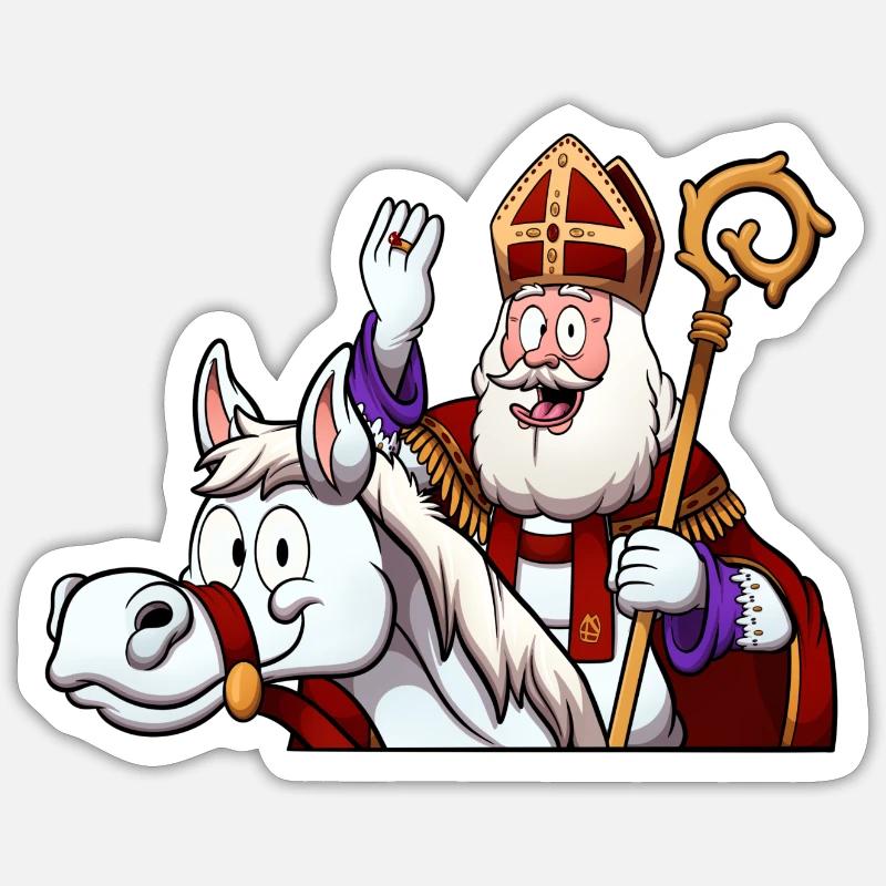 Saint Nicolas à cheval Sticker taille S (10 x 10 cm)