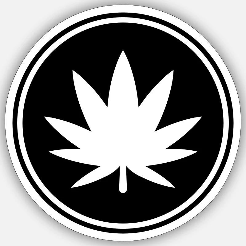 Hemp Leaf Icon - Sticker size S (10 x 10 cm) - white matte