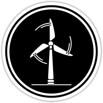 Energie Windrad - Sticker Größe S (10 x 10 cm) - Mattweiß - Vorne