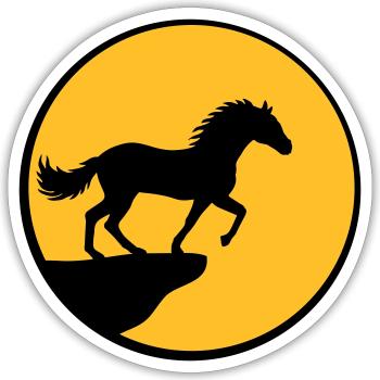 Stehendes Pferd Klippe Mond - Sticker Größe S (10 x 10 cm) - Mattweiß - Vorne