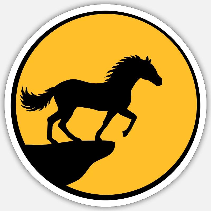 Standing Horse Cliff Moon - Sticker taille S (10 x 10 cm) - blanc mat