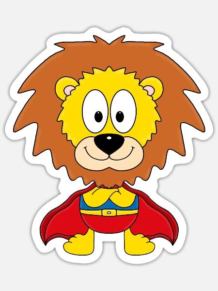 LÖWE - SUPERHELD - TIER - KIND - BABY - TIERISCH - Sticker Größe S (10 x 10 cm) - Mattweiß