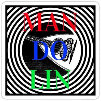 Mandoline mit konzentrischen Kreisen - MAN DO LIN - Sticker Größe S (10 x 10 cm) - Mattweiß - Vorne
